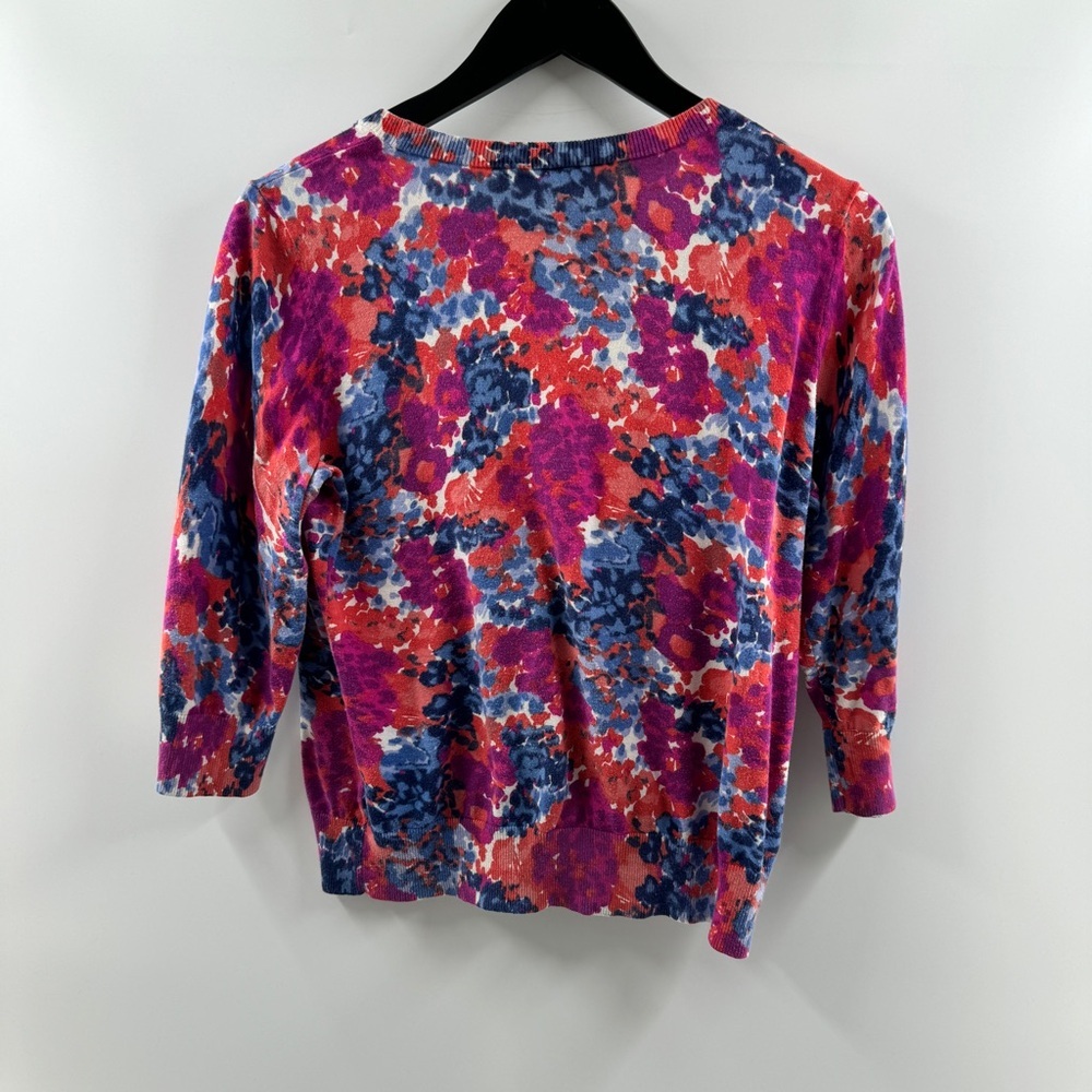 Floral Button Front Cardigan Top Multicolor Cotton Blend Approx Size Large - Picture 6 of 7